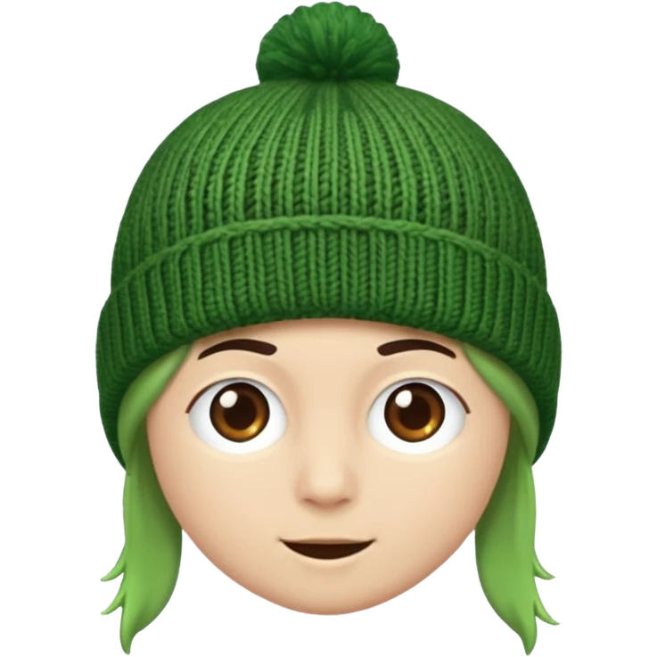 a green beanie with no person emoji