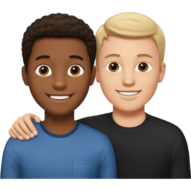 Tall white guy with black kid emoji