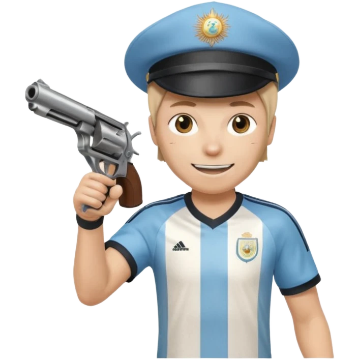 haz un turro con una biszera para atras y con un arma remera argentina pero arma de fuego que tenga un revolver solo que tenga una bicera para atras emoji