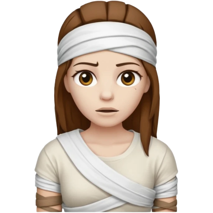 Mummy, his clothes:white T-shirt, brown hair emoji