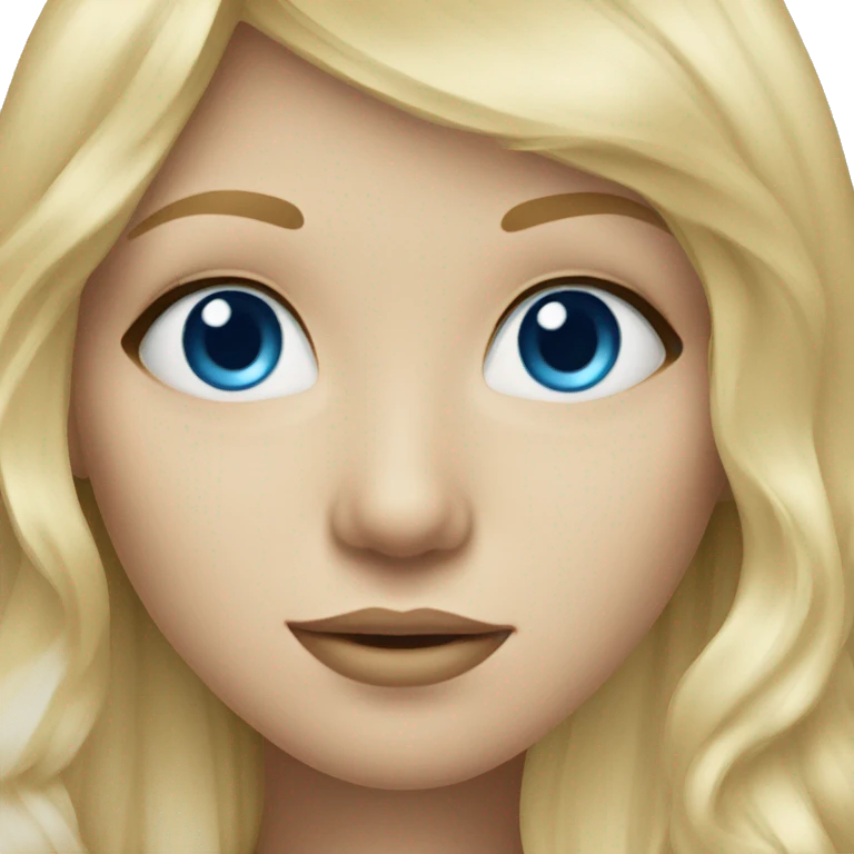 blonde girl with blue eyes with nose emoji