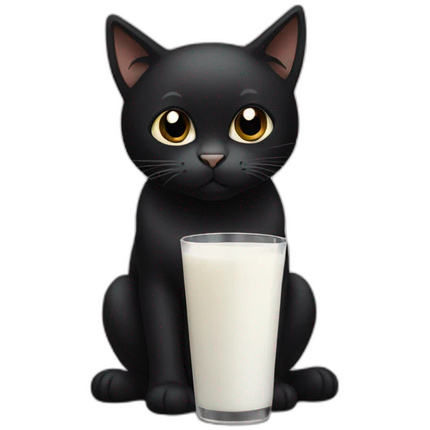 black cat drinking milk emoji