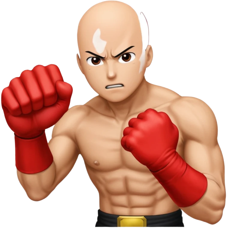 Angry Saitama with his red giant hand punching (front) emoji