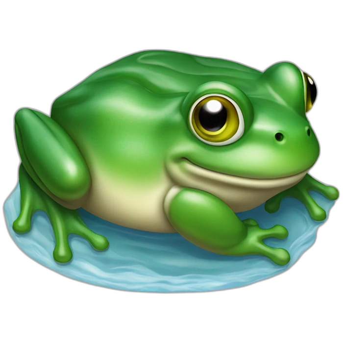 Grenouille sur un nenufare dans l'eau emoji