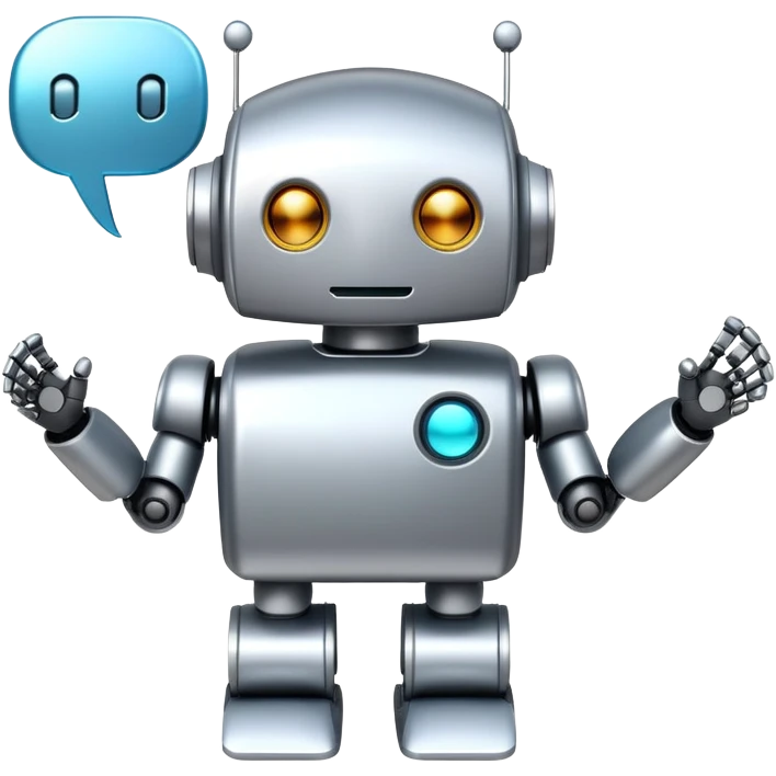 cute robot with speech bubbles and text emoji