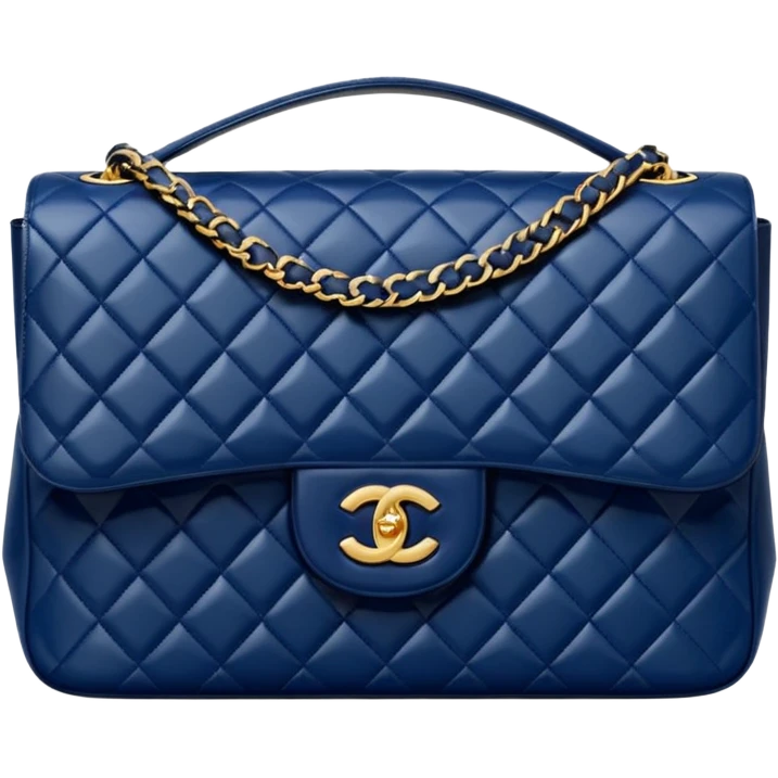 chanel dark blue bag with gold hardware emoji