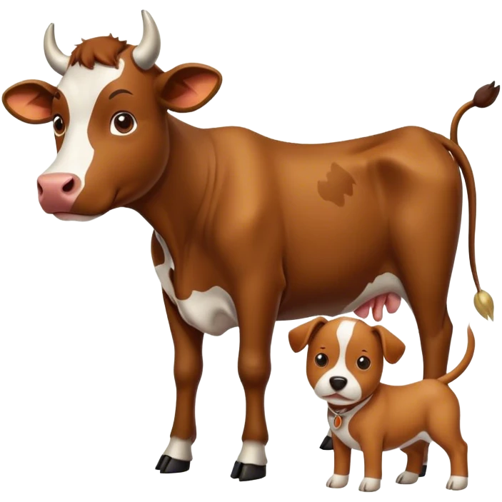 Cow with a dog look it him emoji
