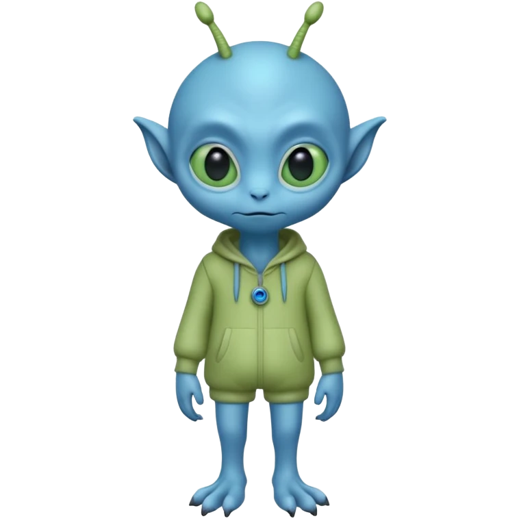 full body cute roughly humanoid peacefull alien furry with 2 legs and eye stalks stands upright and looks intelligent ...wears clothing. not green..looks happy and cudly... has 3 eyes...the alien has 3 eyes....it has an extra eye on a stalk on top of head emoji