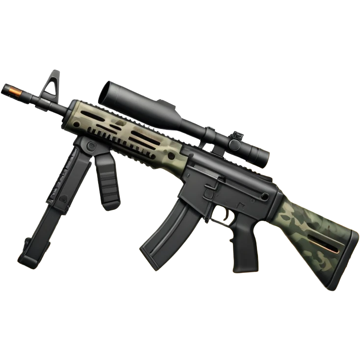 An icon showing hands gripping an assault rifle or pistol, inspired by Call of Duty Modern Warfare 2. The background features a battlefield with enemies in the distance, creating a tense and action-packed atmosphere. Transparent background highlights the focus on the weapon and combat. emoji