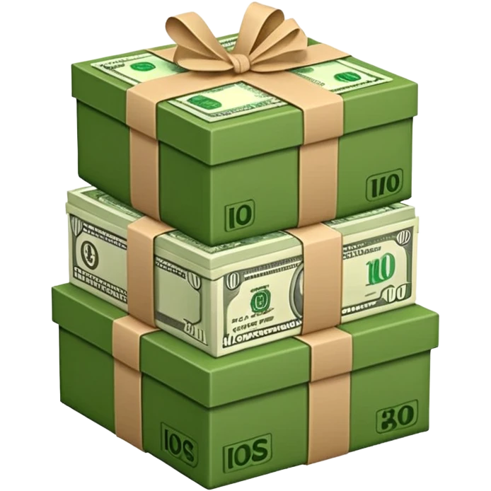 create a realistic emoji showing money on llogistic boxes emoji