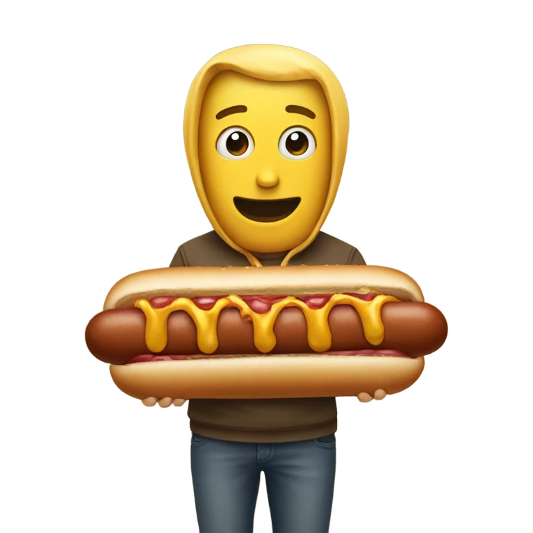emoji with a hotdog attached to his waist  emoji