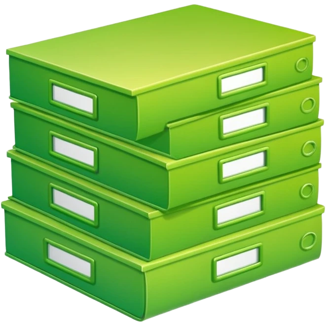 A stack of files from a box, with a gradient in the form of an acid green color. in the style of Airbnb emoji