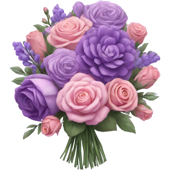 Huge purple pastel flower bouquet with different flowers and pink tones and roses emoji