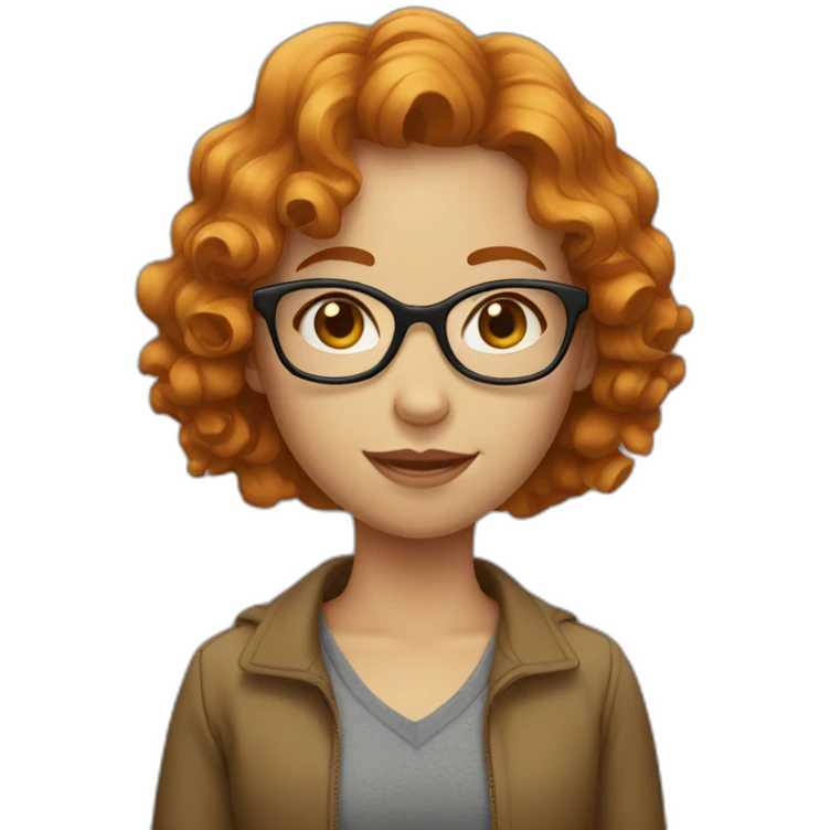girl with short wavy ginger hair hair glasses emoji