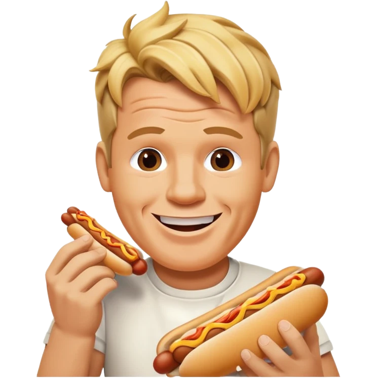 gordon ramsay eat hotdog, happy smile emoji