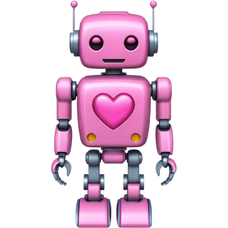pink robot with pink heart emoji