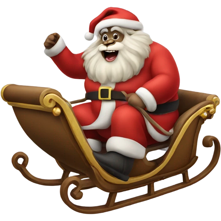 Fat monkey santa claus riding his sleigh emoji