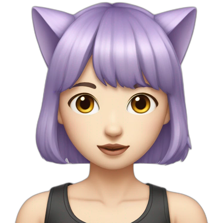 light-purple-blunt-bangs-mullet-hair-cat-ear-japanese-girl emoji