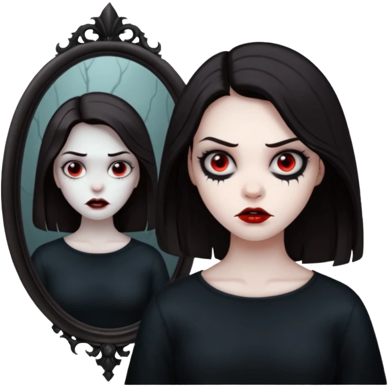 Spooky killer on mirror behind woman emoji