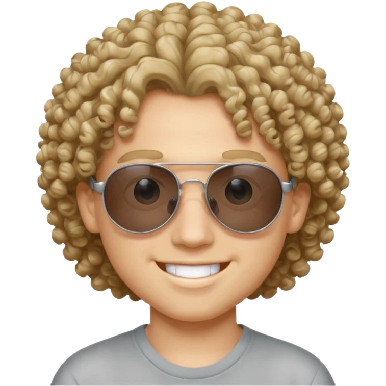 chico con pelo rizado, piel blanca y unas gafas de sol y2k emoji