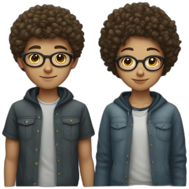 a couple of teenagers with glasses, the girl has curly hair and the boy has short hair emoji