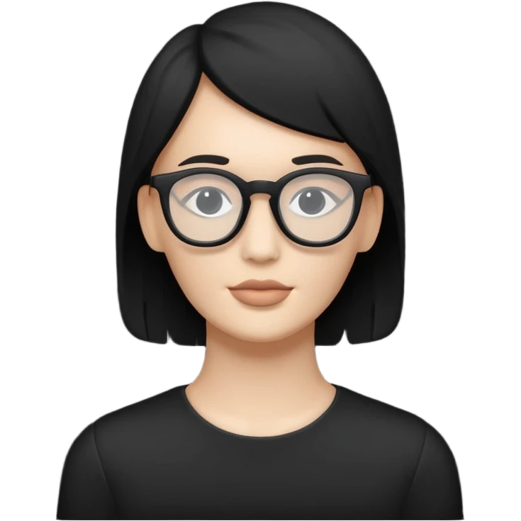 Minimalistic flat vector icon, iOS style, thin black contour on white background. Matte black mannequin in front of in 3D monochrome style. Wearing glasses. emoji