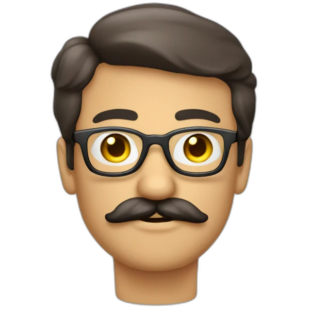 Hombre moreno con lentes redondos y mostacho delgado emoji