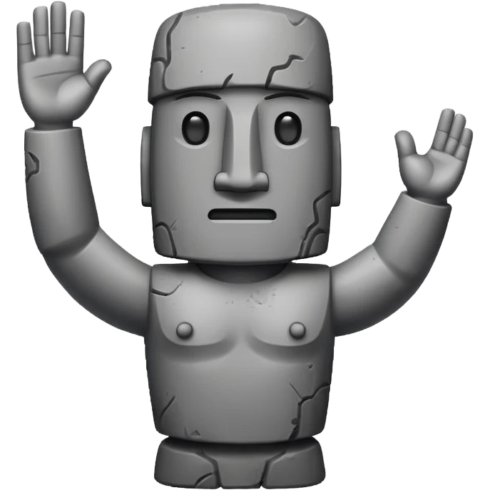 Un moai con una deja levantada emoji