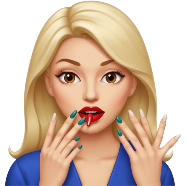 Big lips long nails bestie circle head biting her 1 nail emoji