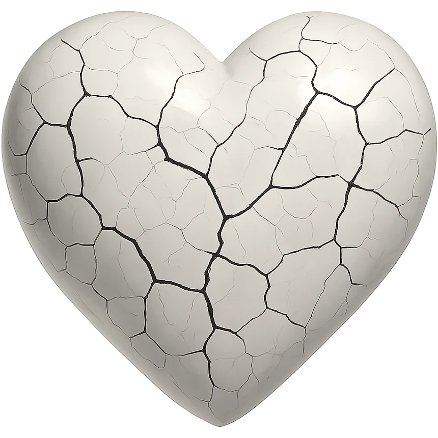 heart with a cracked porcelain effect, no background emoji