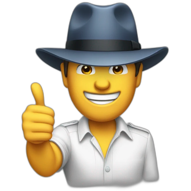 memoji thumbs up fedora (ios17, white) emoji