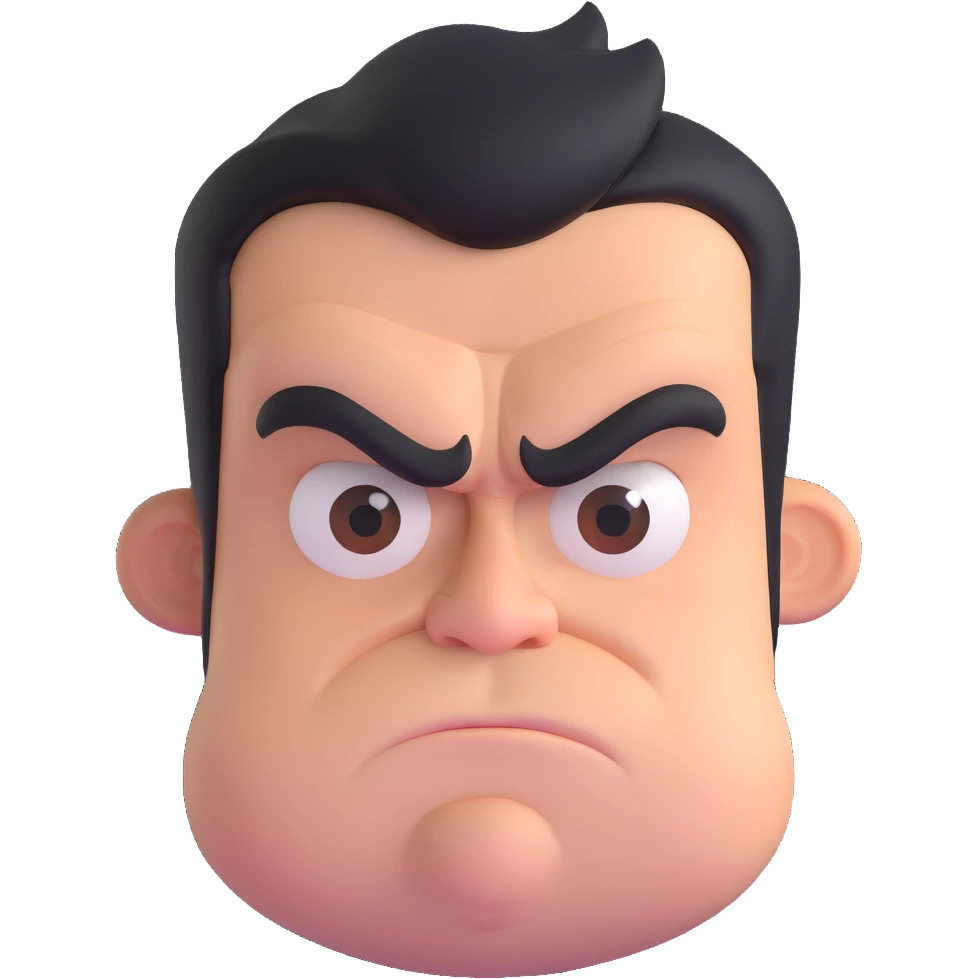 Grumpy bitter person scowling with furrowed brows emoji