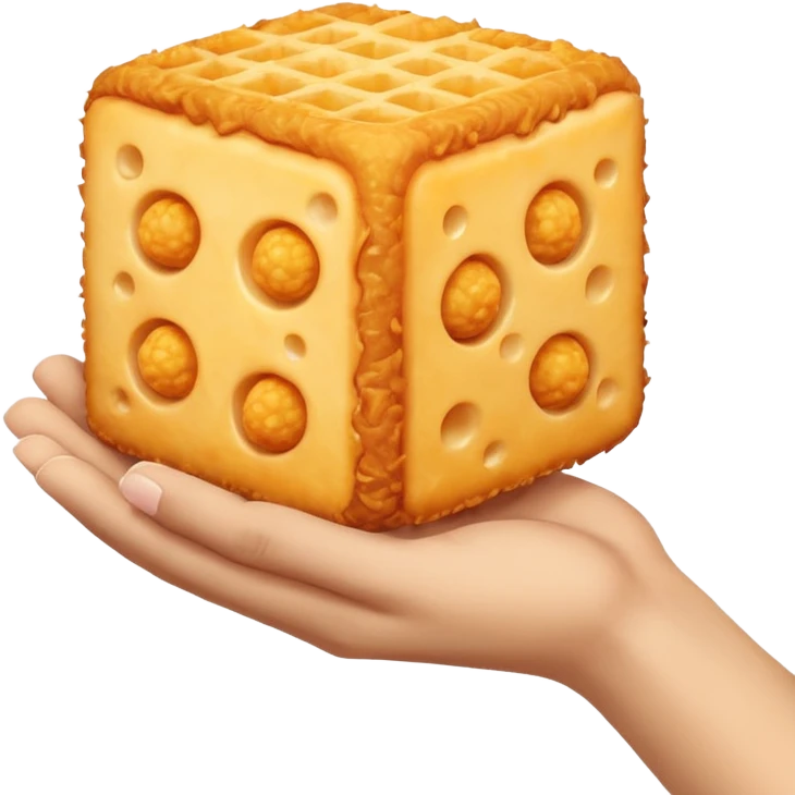 Hand holding glizzy with two fried cheese balls at the base emoji