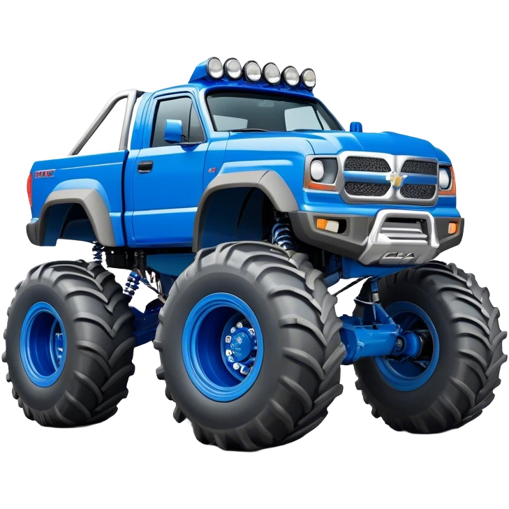 Bigfoot - Bigfoot 4x4 (Model Year: 2022) (Iconic colour: Blue) - An oversized, rugged monster truck with bold, aggressive lines painted in a striking blue. Focus on massive, rugged tires and a muscular chassis that exudes raw power and an urban legend feel. emoji
