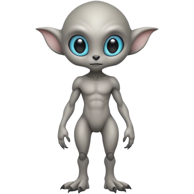 full body cute humanoid peacefull alien furry with 2 legs and eye stalks stands upright and looks intelligent emoji
