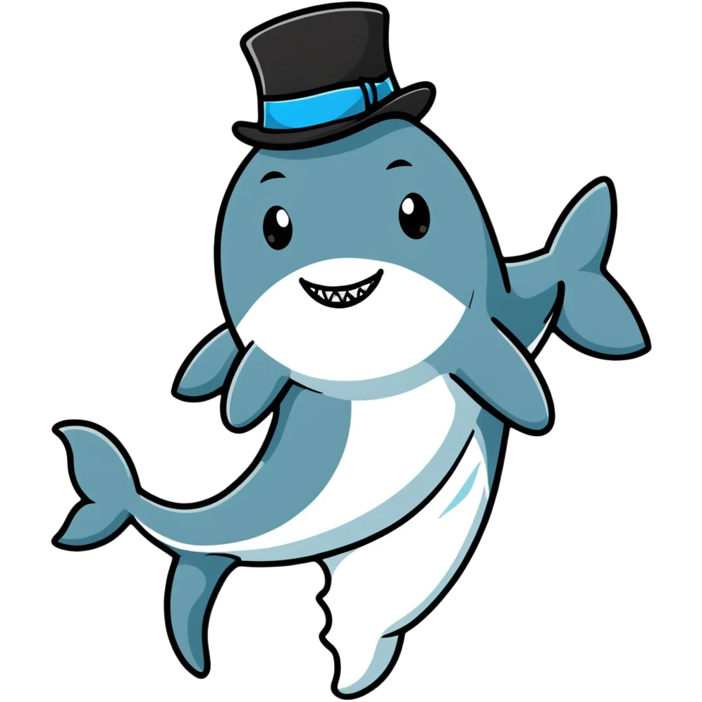 shark wearing a top hat emoji