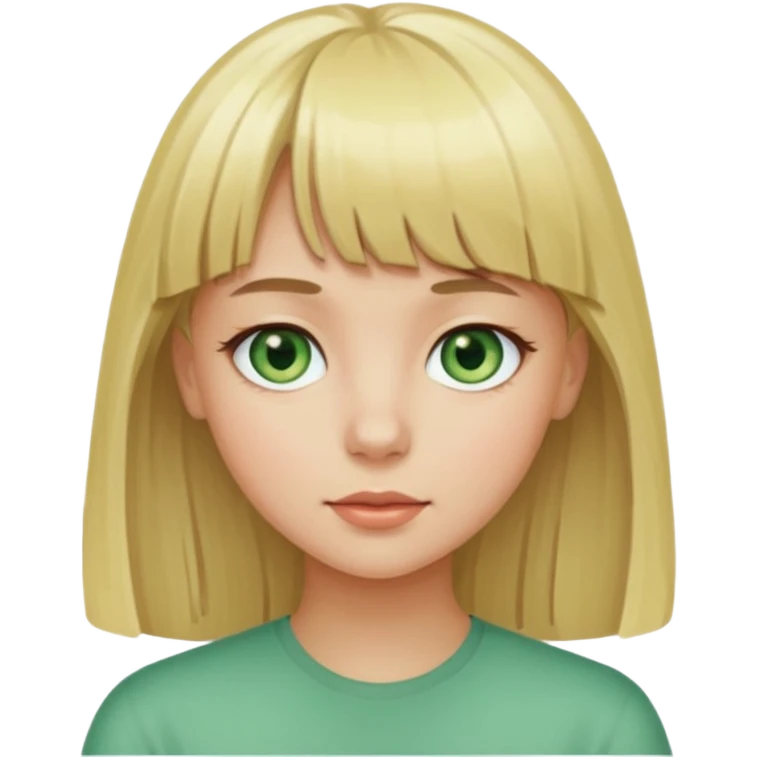 Ragazza bionda con la frangetta con gli occhi verde chiaro emoji