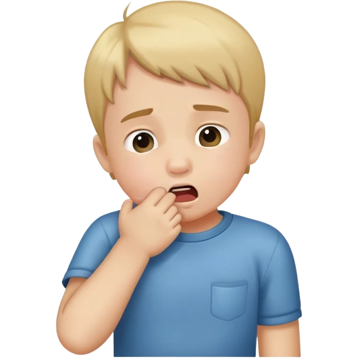 child coughing into their elbow, friendly and clear emoji