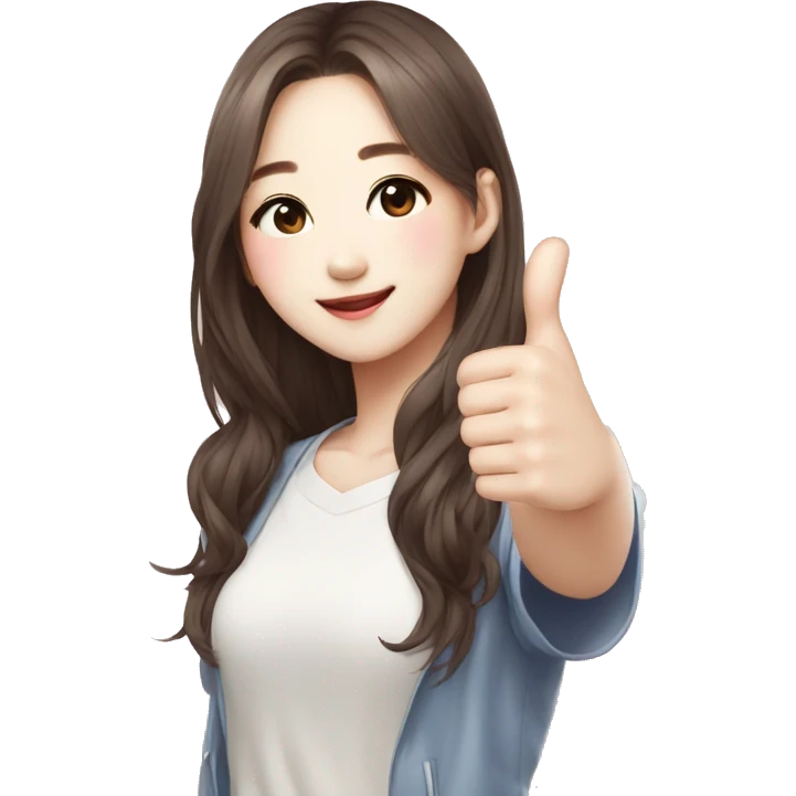 Cute Korean girl giving thumbs up kpop idol emoji