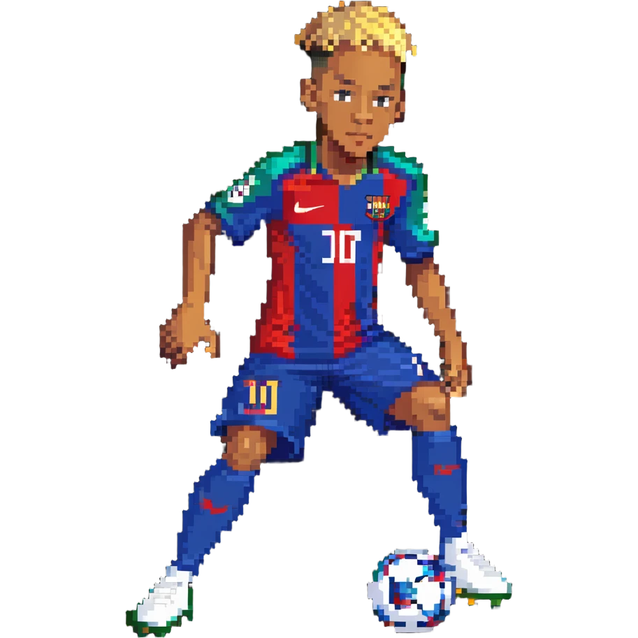 Neymar Jr, Brazilian soccer player with distinctive hairstyle, wearing soccer jersey, in action pose emoji