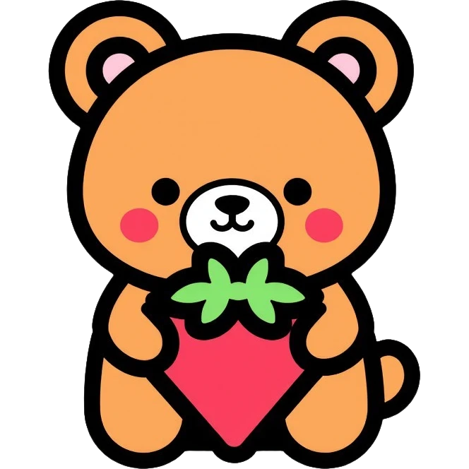 bear with strawberry emoji