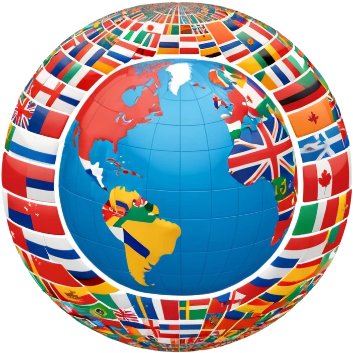 World globe covered with many small country flags from around the world emoji