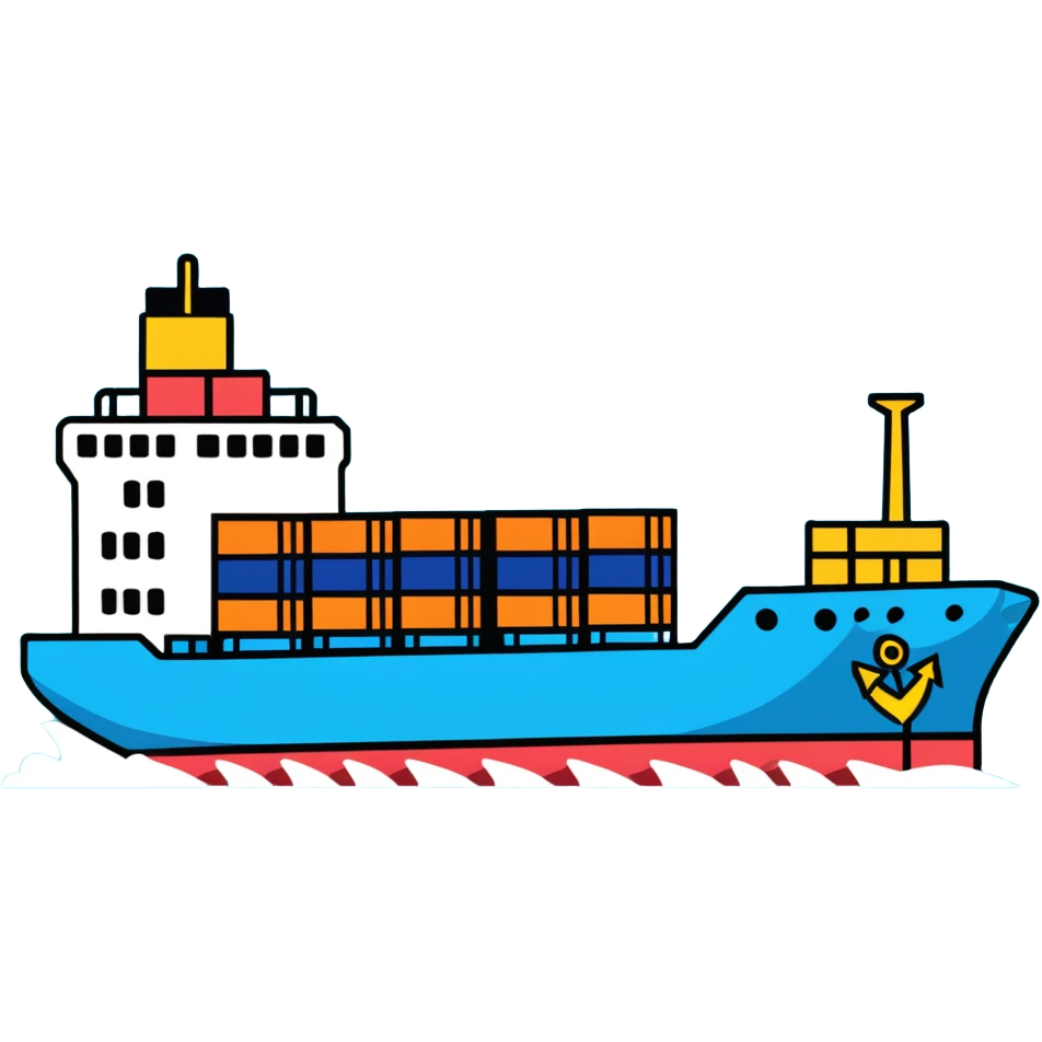 Cargo container ship in ocean emoji