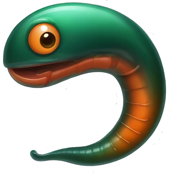 Eight-eyed Dark green and orange medicinal leech with oral suction and caudal suction emoji
