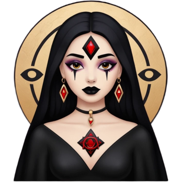 Dark oil traced over woman’s skin forming occult symbols, sensual devotion emoji