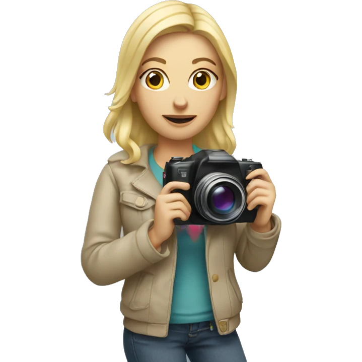 Blonde woman with camera in hand  emoji