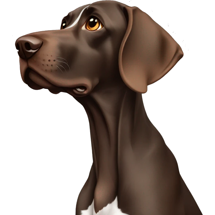 Brown German short haired pointer  with roaning emoji