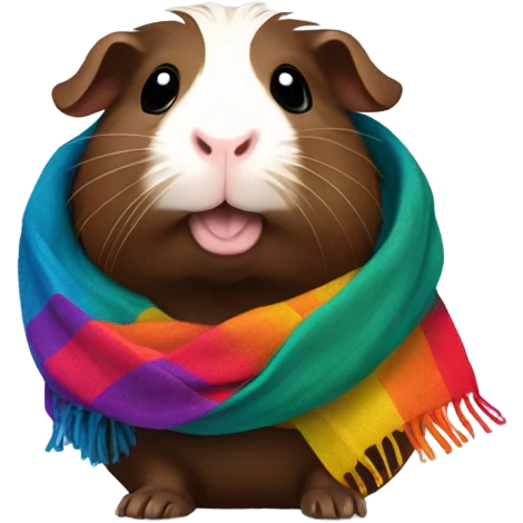 Dark brown guinea pig wearing a scarf emoji