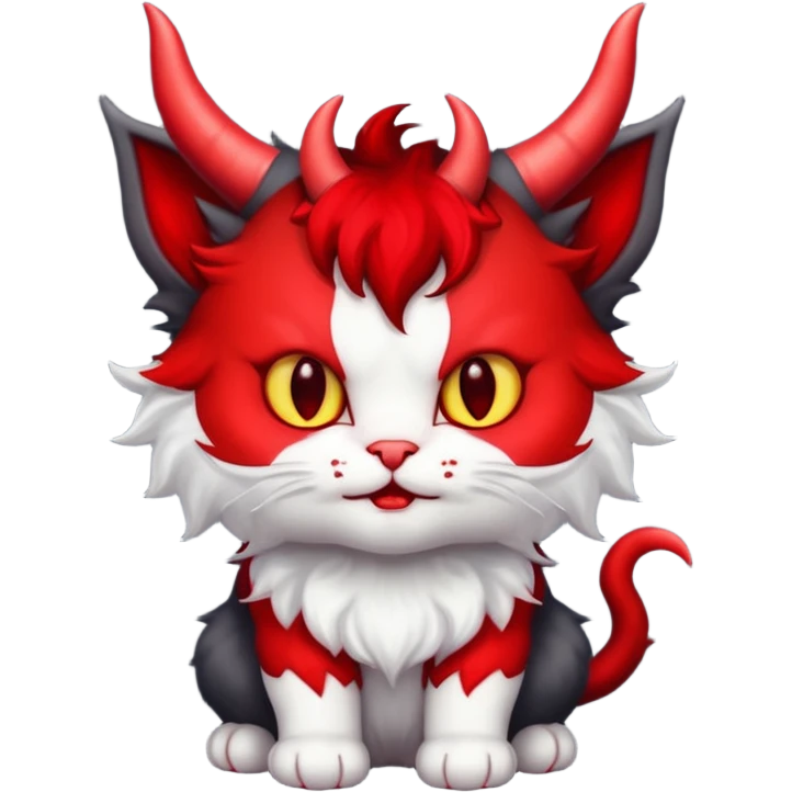 dark blackish grey and white devil satan kitten emoji