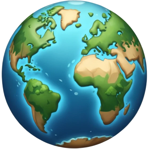 Generate a realistic emoji-style icon of the Earth with forests, oceans, and clean skies — bright lighting and soft shadows emoji